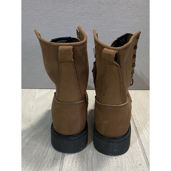 Justin 760 Work Boots 8” Aged Bark Brown USA MADE Electrical Hazard 10.5 D NEW main image 10